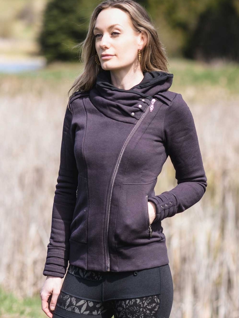 Nomads Hempwear Womens Skyline Hoodie Jacket In Blackberry Purple Size Small